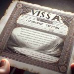 An ultra-detailed realistic image showcasing a historic document granting visas for an epic journey. The fine print on the bottom of the document reveals a catch or condition that alters the whole journey's planning and expectations.