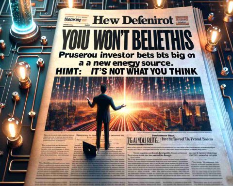 Realistic high-definition (HD) image of a sensational headline reading, 'You Won't Believe This: Prosperous Investor Bets Big on a New Energy Source. Hint: It's Not What You Think', with a background hinting at revolutionary energy technology.