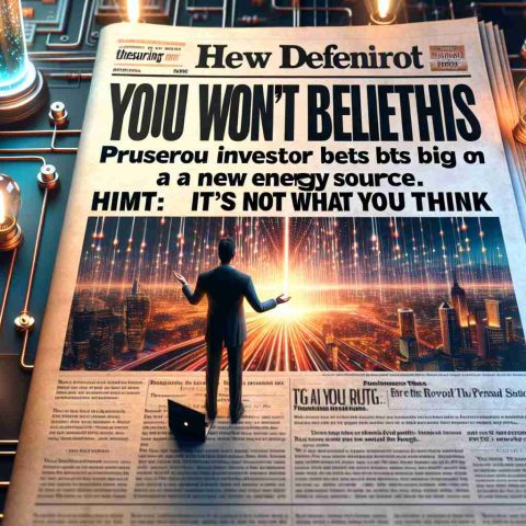 Realistic high-definition (HD) image of a sensational headline reading, 'You Won't Believe This: Prosperous Investor Bets Big on a New Energy Source. Hint: It's Not What You Think', with a background hinting at revolutionary energy technology.