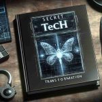 A high-definition, realistic image of a mysterious looking playbook. The playbook is labeled 'Secret Tech Transformation'. The design in the context suggests that it's not strictly about AI anymore, signifying an evolution in technology.