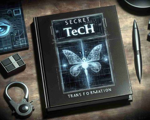 A high-definition, realistic image of a mysterious looking playbook. The playbook is labeled 'Secret Tech Transformation'. The design in the context suggests that it's not strictly about AI anymore, signifying an evolution in technology.