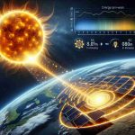 A high-definition illustration capturing the concept of harnessing sunlight's energy in 8 minutes. It could visualize a radiant sun emitting light and heat towards the Earth. Show photovoltaic solar panels on the Earth's surface absorbing the sun rays. The transfer of energy could be represented by glowing lines or particles from the Sun to the panels. Infographics or diagrams might be present on the side to represent energy conversion and time progression.