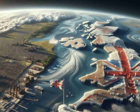 Detailed and realistic high-definition visualization of the concept of a Climate Gambit, focusing on the United Kingdom. The scene should depict an environmental strategy that stands out for its boldness and defies usual global norms. Please showcase the unique elements of this daring approach, ensuring it visually represents a significant departure from conventional global environmental standards.