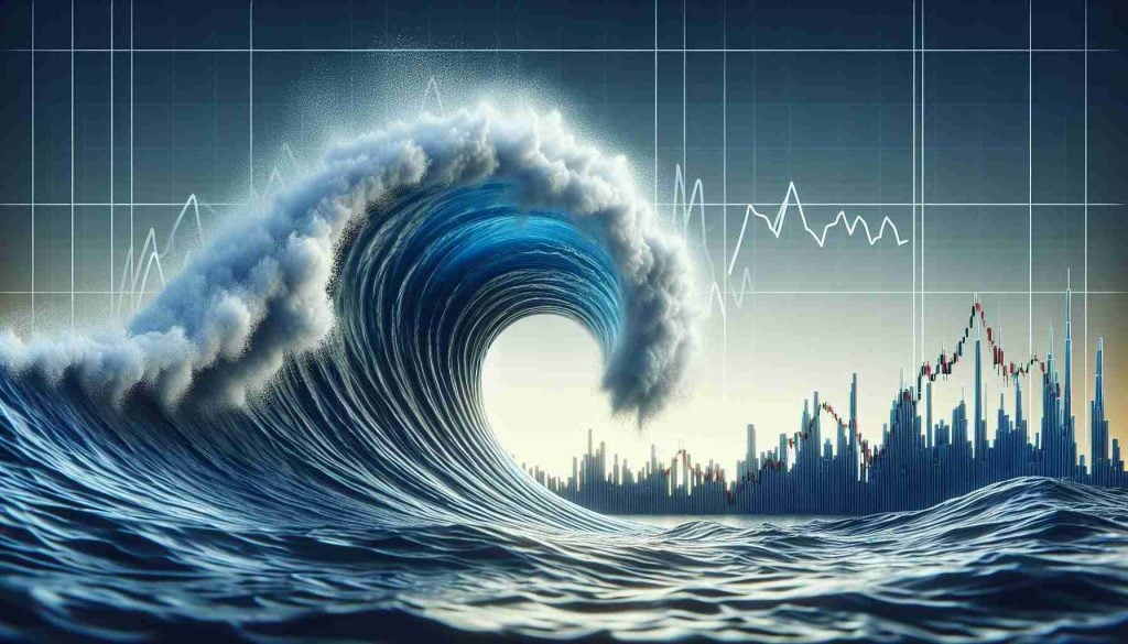 A high-definition, realistic illustration depicting a dramatic fluctuation in the stock market. This scene should metaphorically illustrate a 'surprise twist' that forces a reversal of the tide. The forefront of the scene should ideally capture a large wave, an emblem of the stock market, crashing and dramatically changing direction. This turning tide captures the thrill and suspense of unexpected market shifts.