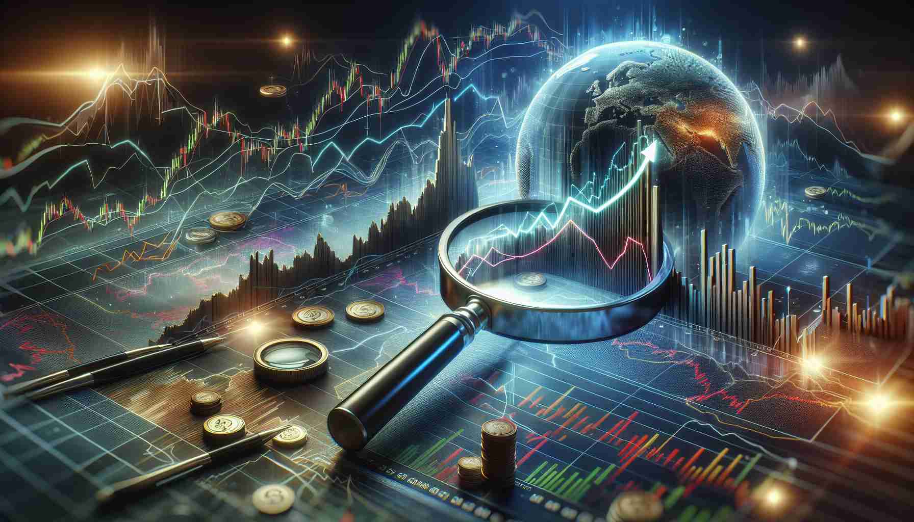 A realistic, high-resolution image depicting a conceptual representation of a significant market shift. The scene could feature a graph with a shivering upward trend, annotated charts, and high volumes symbolizing the unprecedented movements in European stocks. Nearby, a magnifying glass enhancing certain points of data signifies discovery and intrigue. The overall atmosphere should convey action and dynamism, typical for a fast-paced stock market scenario.