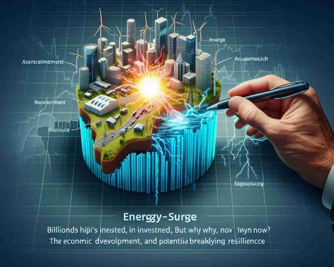 Generate a realistic high-definition visual representation of the concept 'Energy Surge: Billions Invested, But Why Now?' alongside a depiction of Australia's resilience being uncovered. The image should emphasize the economic development, energy infrastructure and potential breakthroughs symbolizing resilience.