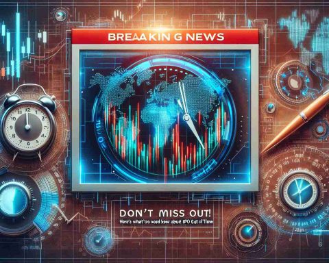 Generate a realistic high-definition image of a breaking news headline that reads 'Don't Miss Out! Here's what you need to know about IPO Cut Off Time'. The background should be an abstract representation of time and stock market graphics such as clocks and stock charts.