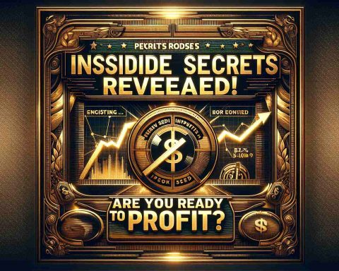 Generate a highly detailed and realistic image designed in the style of an informative advertisement. The main focus is a bold, headline text reading 'Insider Secrets Revealed! Are You Ready to Profit?'. The overall tone should be intriguing and coalesce into an offer that appears very profitable and exclusive. Behind the text, include subtle hints of wealth, for instance, a glossy golden backdrop or a silhouette of a bullish stock market graph.