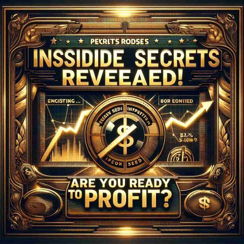 Generate a highly detailed and realistic image designed in the style of an informative advertisement. The main focus is a bold, headline text reading 'Insider Secrets Revealed! Are You Ready to Profit?'. The overall tone should be intriguing and coalesce into an offer that appears very profitable and exclusive. Behind the text, include subtle hints of wealth, for instance, a glossy golden backdrop or a silhouette of a bullish stock market graph.