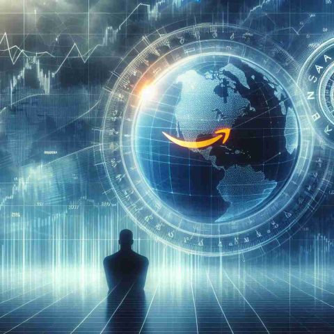 A high-definition realistic graphic representation of the concept 'Amazon Bourse: The Next Frontier for Investors'. The image captures the abstract idea of stock market investment and the exploration of digital finance, subtly reflecting the potential impact of Amazon on these sectors. The picture could include symbolic elements such as graphs, stock market tickers, compass pointing towards future, and a silhouette of a person pondering investment strategies.