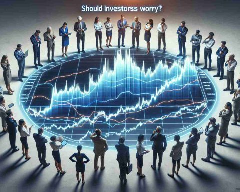 A high-definition realistic depiction of the concept of stock market volatility. The image should portray a graph or a chart fluctuating wildly, symbolizing an unstable market. Surrounding the chart are various concerned investors, represented by people of different genders and descents including but not limited to, Caucasian, Hispanic, Black, Middle-Eastern, and South Asian. The people are examining the graph, showing various expressions of worry, uncertainty, and intrigue. The subtitle for the picture reads 'Should Investors Worry?' to provoke thought and discussion.