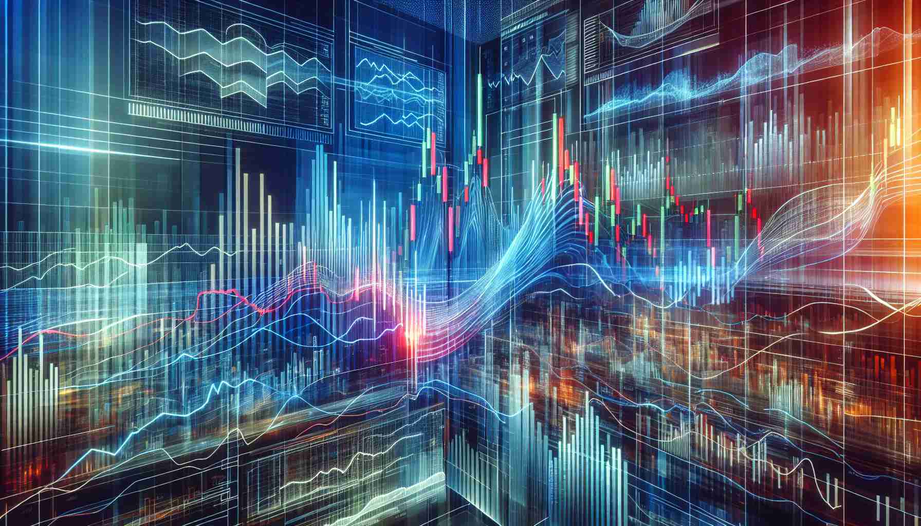 An intricate and high-definition representation of major investment movements highlighting one prominent stock that everyone is discussing. The image involves multiple graphs showcasing the trends and figures of the stock, possible captions providing insights to the market's reaction. Please indicate an air of anticipation and excitement electric in the air, possibly through the color palette or the addition of figures expressing excitement or anticipation.