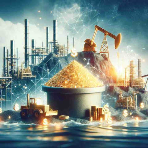 Create a high-definition, realistic image representing the concept of investing in oil and gas wells. Visualise a metaphorical gold mine to represent the opportunity, with elements of oil and gas extraction equipment such as oil derricks or natural gas pipelines. Remember to make the image an abstract representation of the investment concept, not a literal depiction.