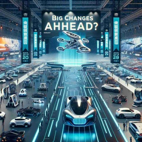 An HD image showing an electrifying scene of a futuristic electronic vehicle (EV) exhibition in China. The display area is brimming with a variety of cutting-edge EV models from numerous Chinese makers. As part of the theme, innovative designs such as flying cars, autonomous vehicles and energy-efficient models take center stage, foretelling the advent of a whole new era in the automotive industry. Eye-catching banners with taglines suggesting ‘Big Changes Ahead’ and 'Who Will Dominate?' can be seen. The environment is abuzz with excitement and brimming with activity, reflecting the competitive landscape in the EV world.