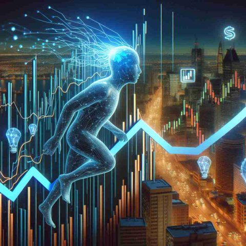 Create a high-definition, realistic image that signifies billionaires abandoning a previously favored stock, represented perhaps by a plummeting graph or other financial symbols. Additionally, depict an artificial intelligence-related stock as the new preferred choice, symbolized perhaps as a rising graph or positive financial indicators.