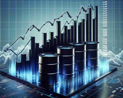 Generate a realistic, high-definition image depicting the conceptual theme of an unexpected twist in the 2024 oil reports, which can be metaphorically referred to as 'Energy Boom or Bust?' This scene could illustrate oil barrels unpredictably fluctuating in quantity, a bar graph with sharp peaks and troughs to represent variance in oil production or a stock market ticker with drastic ups and downs to symbolize volatile oil prices.