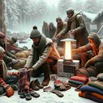 Generate a high-definition and realistic image representing the concept of 'Winter Relief'. The scene should depict winter amenities or supplies such as warm clothing and heaters being generously made available, suggesting that someone or some group is getting a significant help this winter.