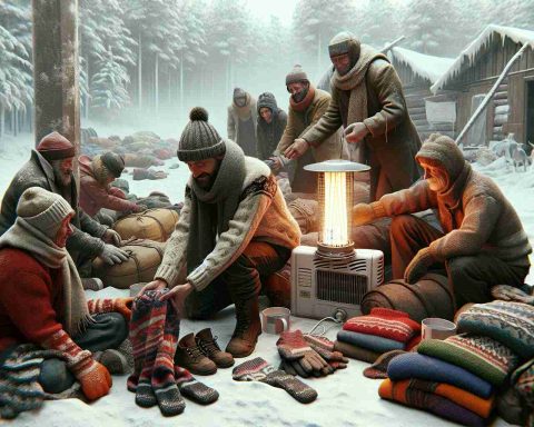 Generate a high-definition and realistic image representing the concept of 'Winter Relief'. The scene should depict winter amenities or supplies such as warm clothing and heaters being generously made available, suggesting that someone or some group is getting a significant help this winter.