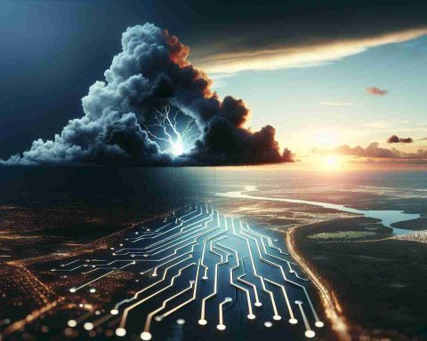 Realistic, high-definition image representing the metaphorical concept of a hidden flaw in a hypothetical company's earnings, depicted as Solex Energy. This could be symbolized by a circuit board with a visible crack, signifying the flaw. Further, visualize the idea of impending issues or clouds on the horizon by showing a beautiful horizon with dark, stormy clouds gathering, indicating potential problems or difficulties in the future.