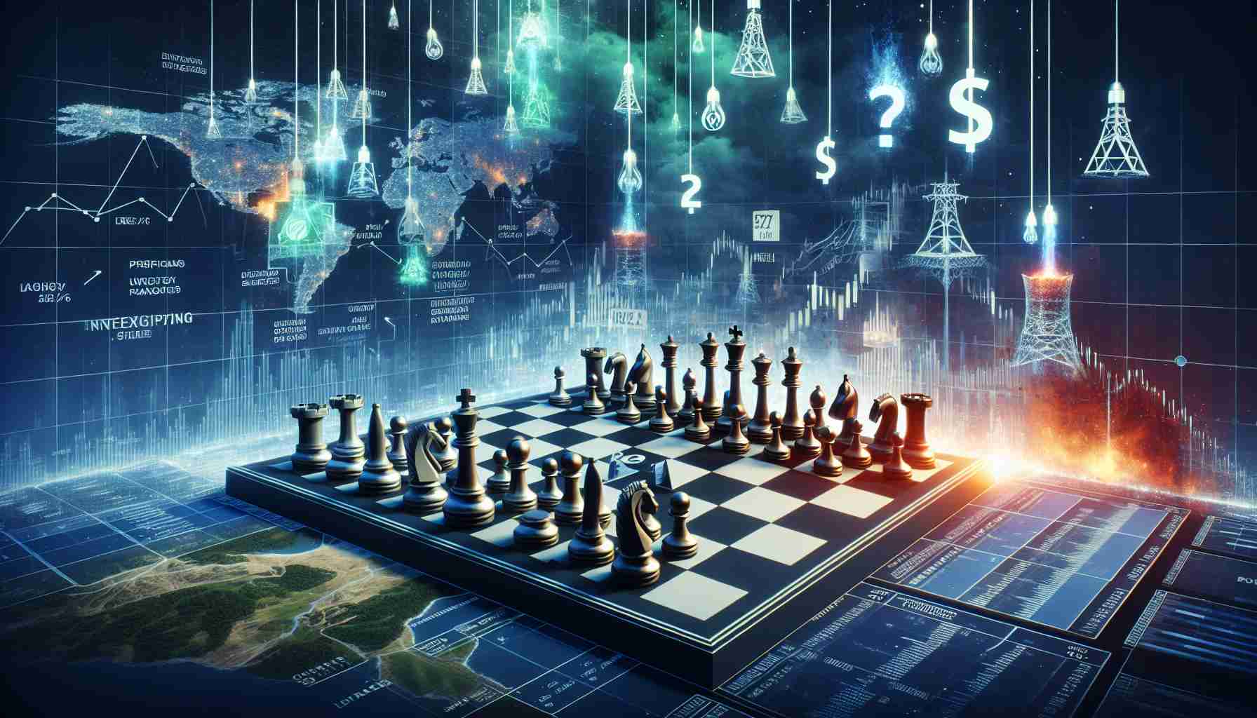 A realistic, high-definition image of an unexpected strategy represented visually, purportedly implemented by a financial advisory group. This should be encapsulated with motifs signifying shifts and changes, perhaps in the form of symbolic chess pieces or similar strategic elements. Additionally, the effects it might have on investors in the energy transfer sector should be tangibly represented. This might take the form of energy-related symbols such as oil derricks or solar panels, showing signs of impact due to the aforementioned strategic move.