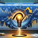 Create a realistic, high definition image representing a surprising twist in the recent journey of a fictional energy company's stock in the market. The graphic should include ups and downs, perhaps a shocking downturn or sudden spike, to emphasize the twist. Include elements like line graphs, bar charts, and percentages to represent fluctuations.