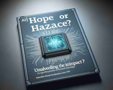 A high-definition, photorealistic image of an AI chip, indicative of advanced technology. The headline 'Hope or Hazard? Unraveling the Impact' is prominently displayed, suggesting an in-depth exploration of the potential benefits and risks associated with such advanced technology.