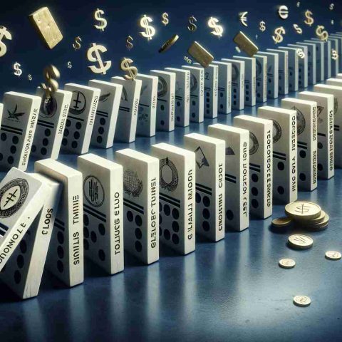 Envision a realistic, high-definition illustration of the financial domino effect. Picture a line of dominoes, each engraved with symbols representing various financial elements - such as stocks, bonds, gold, and currencies. As one falls, it triggers the next, demonstrating the linked chain of events that follows a financial decision. Imagine potential hazards lurking in the shadows, emblematic of the hidden risks beyond traditional financial metrics. This might include unseen market forces, stealthy policy changes, or elusive market trends. The whole scene should be imbued with a sense of tension and precarious balance.