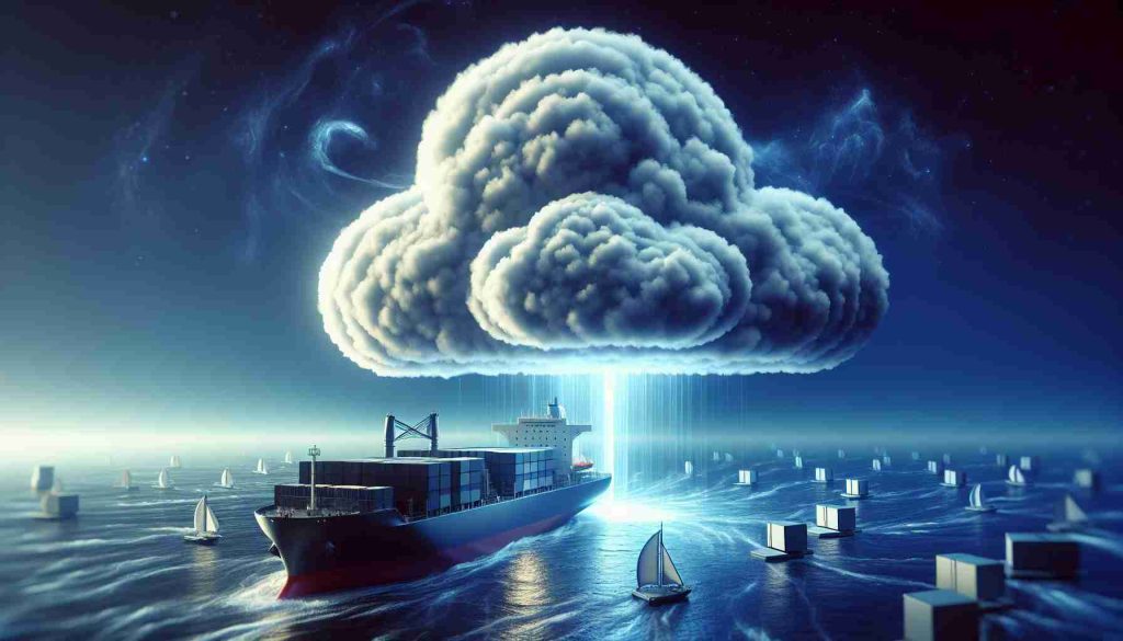 High-definition image displaying a metaphorical representation of a major cloud service company, symbolically represented by a large, powerful ship, preparing for a significant launch. The image should capture the suspense and excitement associated with such a momentous event. The ship, indicative of the company, stands at the ready, while the metaphorical 'cloud' elements swirl around it, creating an atmosphere of anticipation and readiness.