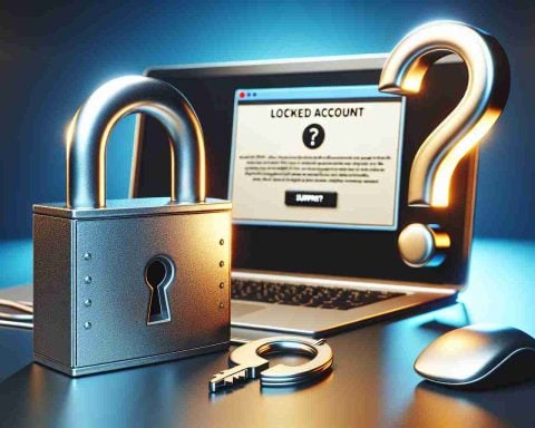 A high definition, realistic image portraying the concept of an account being locked. The image includes a closed padlock in the foreground and a computer screen showing an error message in the background, indicating a locked account. Accompanying the visual elements, there is a surprise element that is symbolized by a question mark or an unexpected object, to portray the surprising reason behind the locked account.