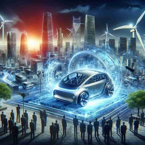 Generate a realistic, high definition image representing the impact of QuantumScape's innovative move on the electric vehicle industry. Include elements such as advanced technology, a bewildered world watching the developments, and a questioning tone wondering if this could be the future we have been awaiting.