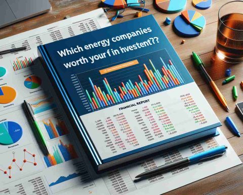 High-quality realistic image of a financial report with the title 'Which Energy Companies Are Worth Your Investment in Today's Market?' The report should have various colorful charts, graphs and numerical data represented to showcase the performance of different energy companies in the current market. Hint at a multitude of energy sources such as solar, wind, hydro, and fossil fuels.