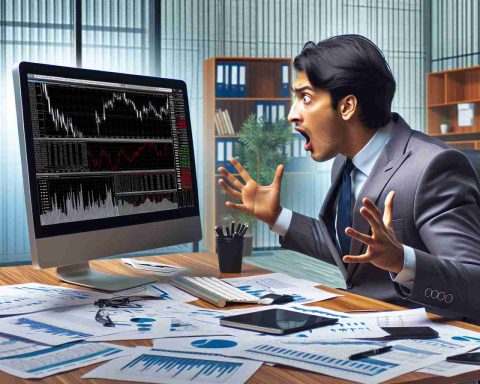 Generate a high-definition, realistic image showing the scene of an office, with a surprised financial analyst in front of his computer screens, as he's just made a radical discovery regarding market data. The analyst, a South Asian man, appears to be in shock. It's clear that he has stumbled upon surprising insider information that could be game-changing in the financial world. The office surroundings have various financial reports strewn across the desk, papers flying as the stunned analyst reels back in his chair.