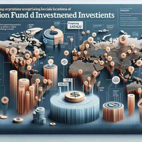 High definition, realistic image of an infographic detailing surprising locations of pension fund investments. The image should include a stylized map showing different regions globally where these funds are being invested, along with textual explanations and graphical representations of the portion of funds invested in each location.