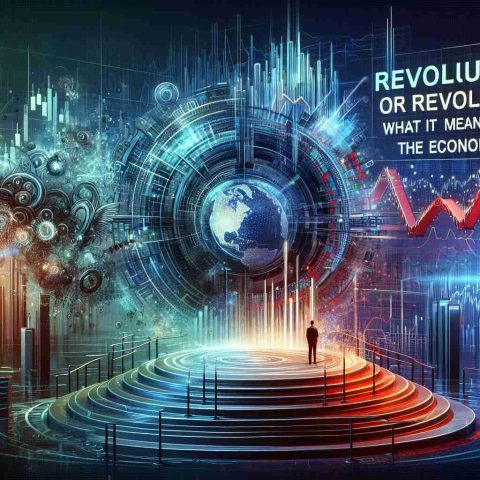 A high-definition illustration representing the Initial Public Offering of a major tech corporation named 'Lulu.' The image shows the title 'Revolution or Risk? What It Means for the Economy.' It might feature elements indicative of risk and revolution within a technological context, such as dramatic stock market graphs, a blend of traditional economic symbols, and futuristic technology innovations.