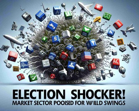 A high-definition, realistic image depicting the headline 'Election Shocker! Market Sectors Poised for Wild Swings'. The image should include symbols or visual elements representing market sectors such as agriculture, finance, technology, and healthcare. These icons should be poised in a state of momentum, indicative of impending movement or wild swings.