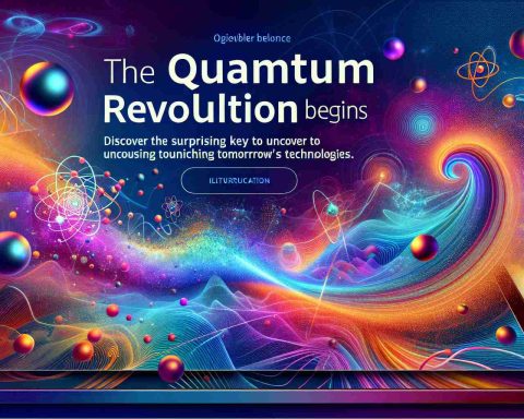 Illustration capturing the concept of 'Quantum Revolution'. Display a vibrant scene with abstract elements suggesting quantum theory: atoms, particles, waves, and superposition. Vivid, swirling colors can represent the unpredictability and strange beauty of the quantum world. Include a text in the image stating 'The Quantum Revolution Begins Now. Discover the Surprising Key to Unlocking Tomorrow's Technologies.' The image should be high definition and realistic in style.