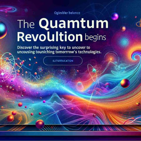 Illustration capturing the concept of 'Quantum Revolution'. Display a vibrant scene with abstract elements suggesting quantum theory: atoms, particles, waves, and superposition. Vivid, swirling colors can represent the unpredictability and strange beauty of the quantum world. Include a text in the image stating 'The Quantum Revolution Begins Now. Discover the Surprising Key to Unlocking Tomorrow's Technologies.' The image should be high definition and realistic in style.