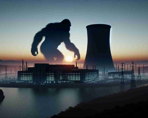 A high-definition, realistic image representing the concept of 'The Silent Giant Awakens', which symbolizes the upcoming frontier of nuclear power which is closer than perceived. The scene might show a colossal behemoth, previously dormant and now stirring, against a backdrop of advanced nuclear facilities. The giant, silhouetted against a dawn sky, symbolizes the awakening of nuclear power. The nuclear facilities are sleek and modern, metaphorically illustrating the proximity of this new frontier.