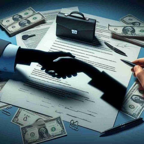 Realistic high-definition image of a secret financial agreement held privately, without the knowledge of the investors. The details of the deal are hidden under a metaphorical shadow, signifying the lack of transparency.