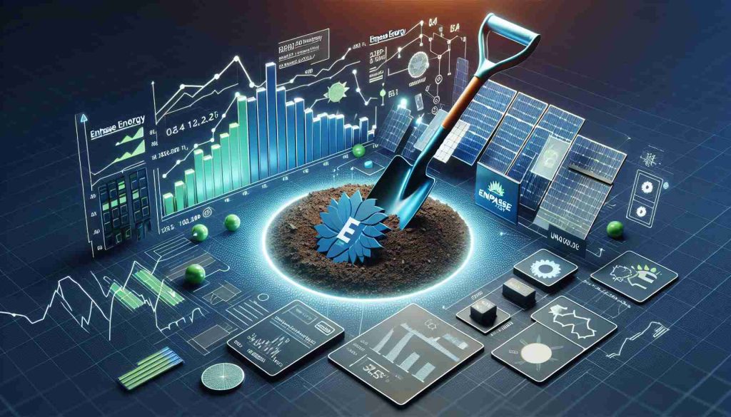 A realistic HD concept art symbolizing the topic 'Is Enphase Energy Still a Good Investment?', possibly featuring elements associated with the company like solar panels or technology stocks graphs along with a shovel, emphasizing the process of 'unearthing' new insights.