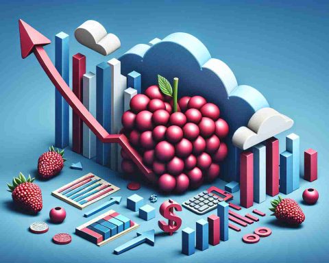 Generate a crisp, realistic HD image that represents the concept of revenue growth and decreasing losses. Showcase a bold financial leap using symbolic elements such as climbing arrows, shrinking bars, and perhaps an image of a cloud berry to symbolize the entity in question.