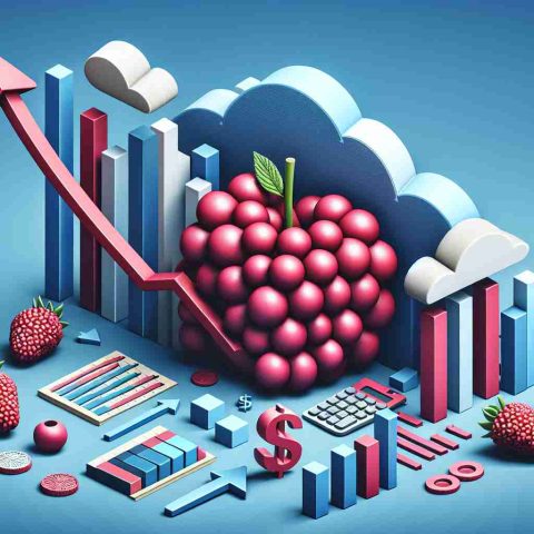 Generate a crisp, realistic HD image that represents the concept of revenue growth and decreasing losses. Showcase a bold financial leap using symbolic elements such as climbing arrows, shrinking bars, and perhaps an image of a cloud berry to symbolize the entity in question.