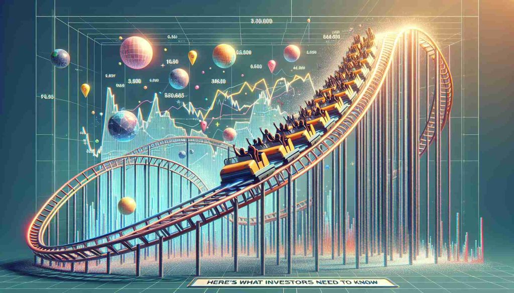 Create a detailed, high-definition image of a rollercoaster ride, where instead of traditional coaster cars, there are vivid 3D representations of stock summary charts and line data points floating around. The rollercoaster is specifically designed to evoke imagery associated with the financial market. Please also include a banner in the foreground that reads 'Here's What Investors Need to Know', giving the image an informational touch.