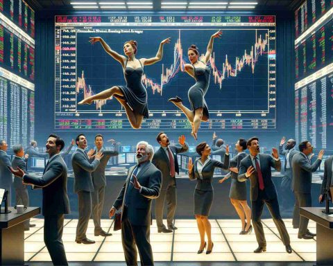 A highly detailed, realistic scene on a trading floor where investors are making unexpected moves in the stock market related to Diamondback Energy. A large, lit-up screen is displaying graphs, charts, and numbers that somehow reflect a dance. Investors of varying descents including Caucasian, Hispanic, Black, Middle-Eastern, and South-Asian, each one following their investment strategies. Their varied expressions ranging from seriousness, surprise to joy portray the intensity of the moment.