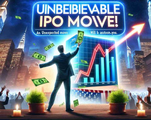 A high definition image illustrating an incredible move in an Initial Public Offering, represented by a chart reaching new highs. The title of the image is 'Unbelievable IPO Move! An unexpected move that will astonish you.'