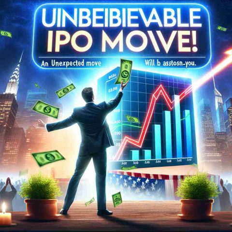 A high definition image illustrating an incredible move in an Initial Public Offering, represented by a chart reaching new highs. The title of the image is 'Unbelievable IPO Move! An unexpected move that will astonish you.'