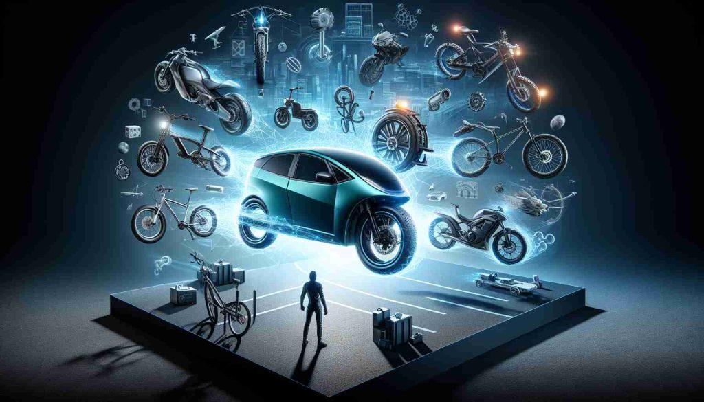 Create a realistic high definition image of the emergence and revolution of electric bikes. It showcases the innovative technology, advanced designs, and different types of E-bikes. It also hints at a futuristic vision shaped by hidden players in the electric vehicle industry and their cutting-edge innovations.