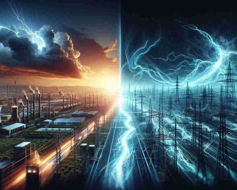 A dynamic and realistic high-definition scene representing a significant event in the energy sector causing substantial shockwaves across the world. The image should hint at the magnitude of the shift, showing a before-and-after comparison highlighting the transformations. Please depict dramatic changes in energy infrastructure, electricity networks, and related technological advancements, showcasing the majors shift from traditional to cutting-edge techniques. However, exclude real companies or specific identifiable elements.