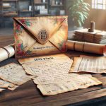 A photograph reflecting the theme 'Breaking the Silence' showing an opened traditional Chinese style sealed envelope on an old wooden desk that reveals a scroll with the words 'IPO Plans' written on it. Also, include a copy of anonymous handwritten notes with various calculations visible. The background features a softly lit room with a hint of a high-tech start-up office behind the desk. Make sure the image is vivid, high-resolution and realistic.