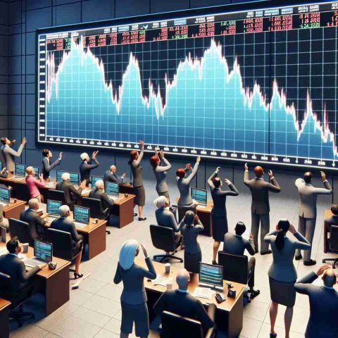 A high resolution, realistic image showcasing an animated scene where investors are displayed in shock at market moves. The setting is a typical financial environment such as a trading floor or stock exchange, where big monitors show declining indexes. A key visual is a dramatic drop in a market index on a big screen. The investors, comprising of an equal mix of women and men of various descents including Caucasian, Hispanic, Black, Middle-Eastern, and South Asian, demonstrate a variety of reactions, from shock to anticipation. To signify 'what happened next', depict some investors discussing strategy, pointing at charts, making calls, and generally starting to take action.